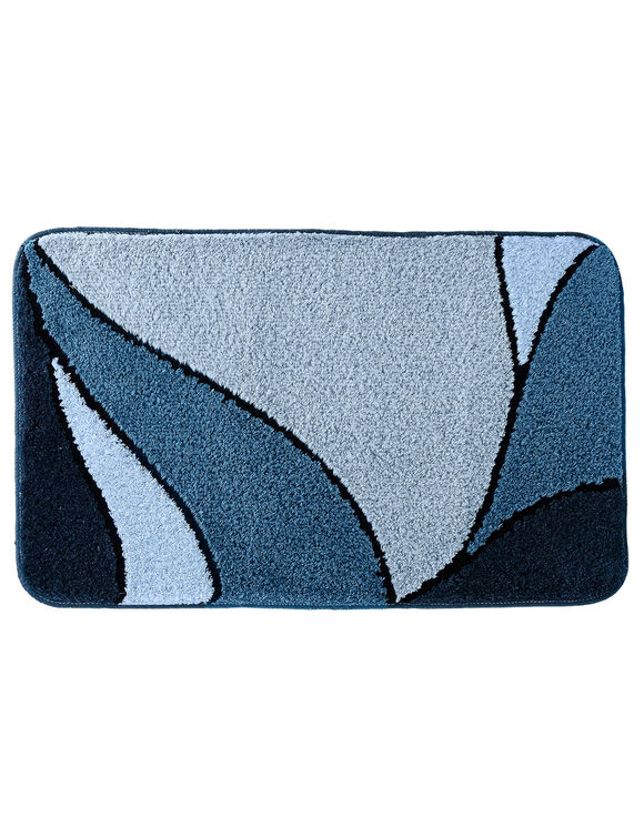 Tapis de bain motif végétal (bleu)