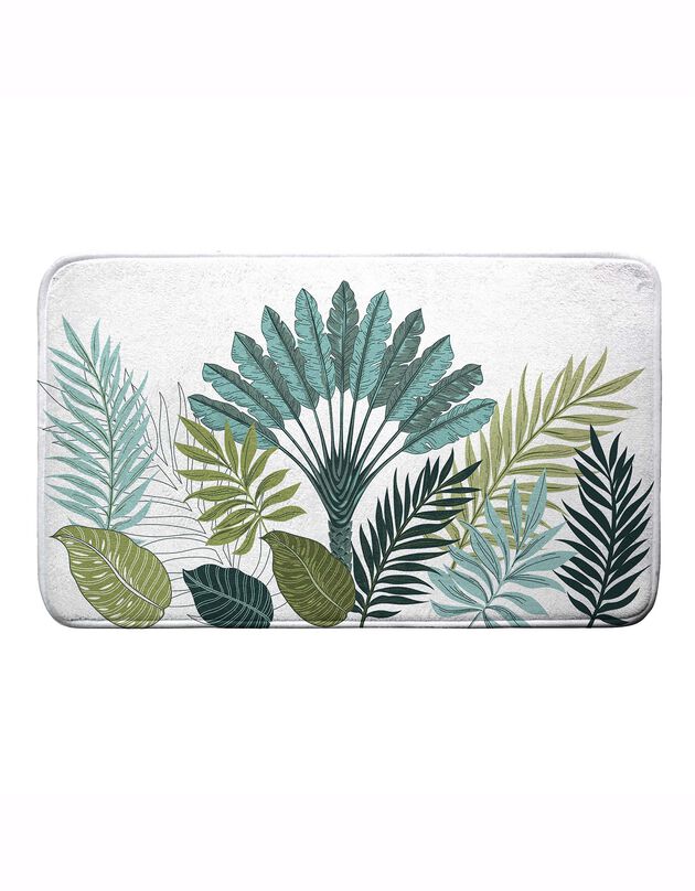 Tapis de bain motif paon (vert / blanc)