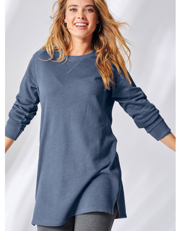 Sweat long molleton gratté (bleu) Sweat long molleton gratté (bleu)