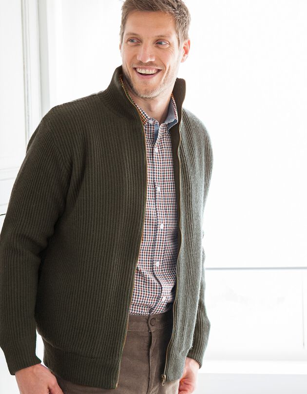 Blouson côte anglaise intérieur fourré (olive)