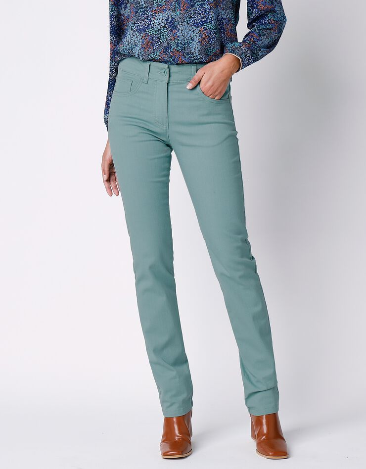 Pantalon droit gainant - grande stature entrej. 78 cm (vert grisé)