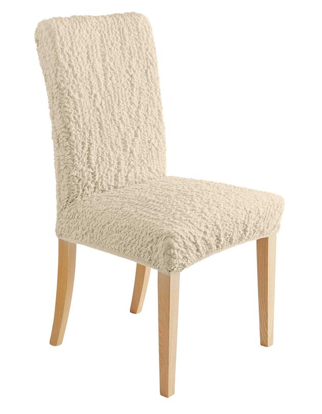 Housse chaise unie gaufrée bi-extensible (naturel)