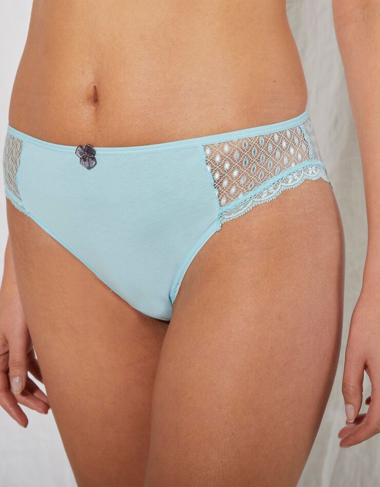 Culotte midi dentelle coton uni Tropea - lot de 4 (bleu + gris) Culotte midi dentelle coton uni Tropea - lot de 4 (bleu + gris)