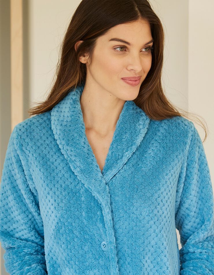 Robe de chambre maille polaire col châle - Longueur 95 cm (turquoise) Robe de chambre maille polaire col châle - Longueur 95 cm (turquoise)
