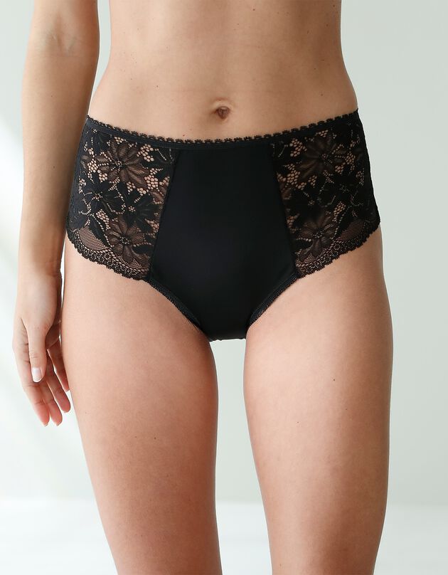 Culotte forme maxi microfibre et dentelle stretch - lot de 2 (noir)