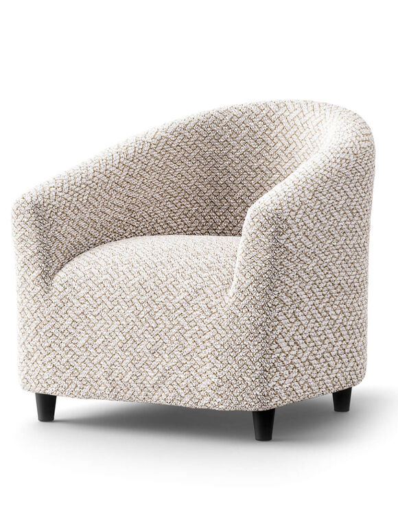 Housse bi-extensible microfibre gaufr&eacute;e graphique pour fauteuil cabriolet (beige)