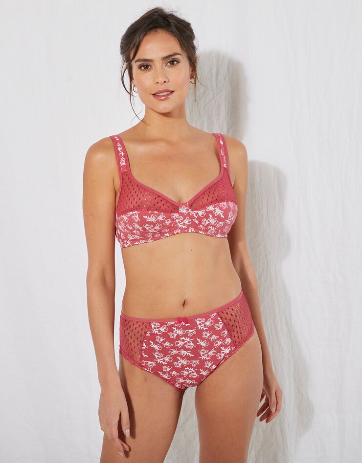 Culotte maxi dentelle coton imprimé "papillons" Tropea - lot de 4 (cerise + vert d'eau) Culotte maxi dentelle coton imprimé "papillons" Tropea - lot de 4 (cerise + vert d'eau)