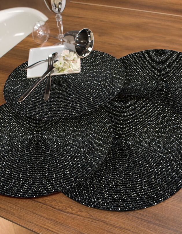 Set de table rond design métallisé - Lot de 4 (noir)