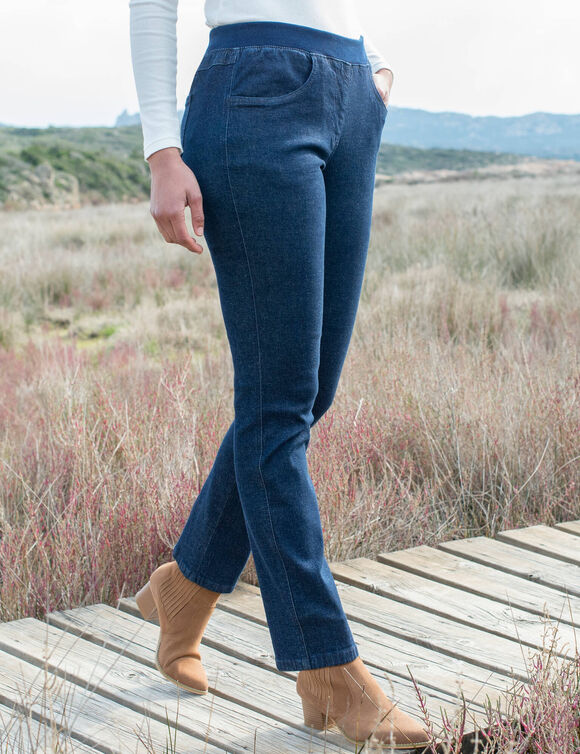 Jean droit "ultra confort" taille élastiquée (dark blue)