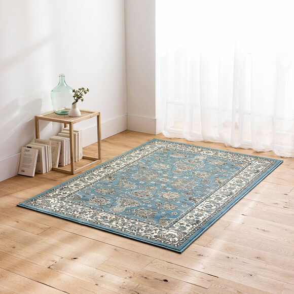 Tapis rectangulaire motifs perse (bleu gris&eacute;)