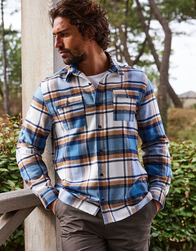 Chemise en flanelle carreaux fils-teints (bleu / marron)