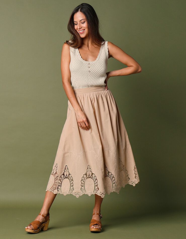 Débardeur tricot sans manches  (beige)