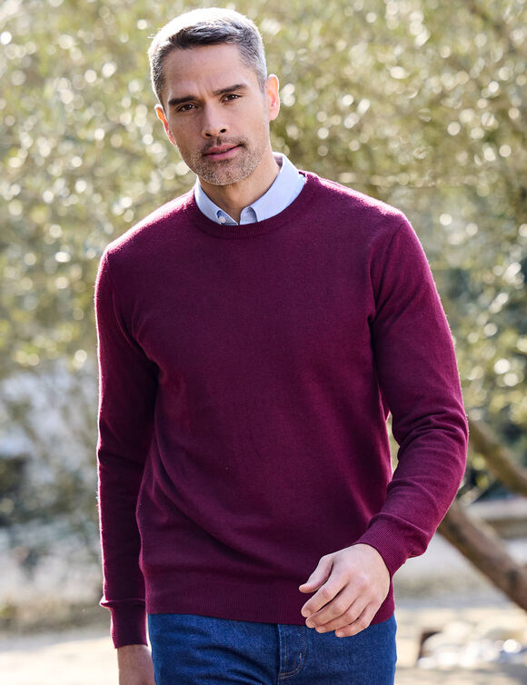 Pull uni col rond (bordeaux)