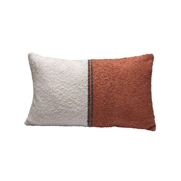 Coussin rectangulaire bicolore  (écru / terracotta)