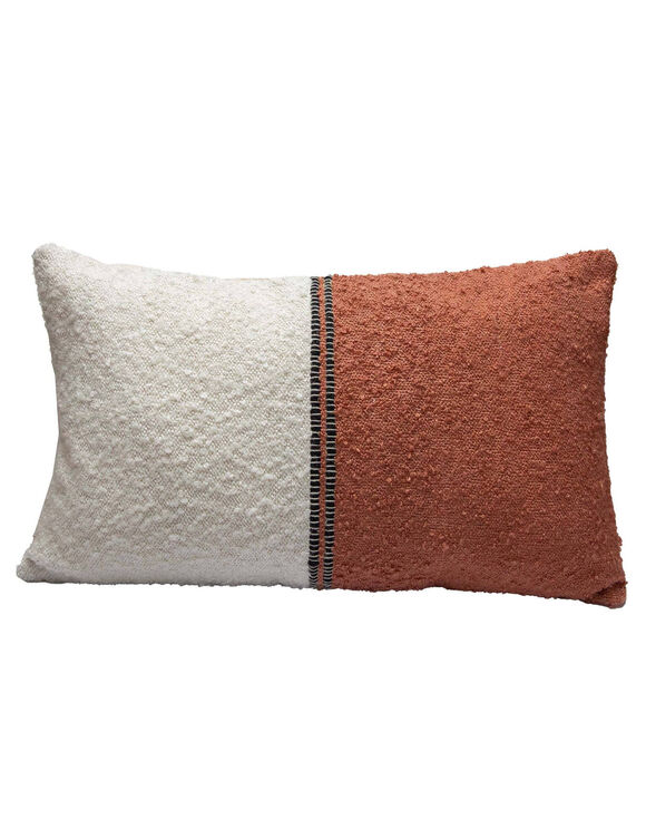 Coussin rectangulaire bicolore  (&eacute;cru / terracotta)