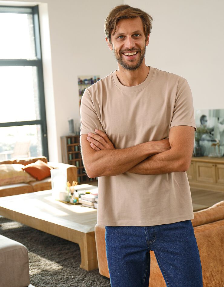 Tee-shirt col rond manches courtes - lot de 3 (bleu gris + taupe + gris) Tee-shirt col rond manches courtes - lot de 3 (bleu gris + taupe + gris)
