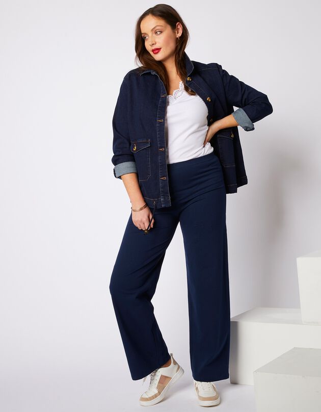 Pantalon large maille stretch (marine) Pantalon large maille stretch (marine)
