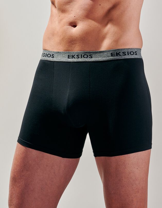 Boxer uni mi-long - lot de 3 (noir + bleu gris + gris chiné)
