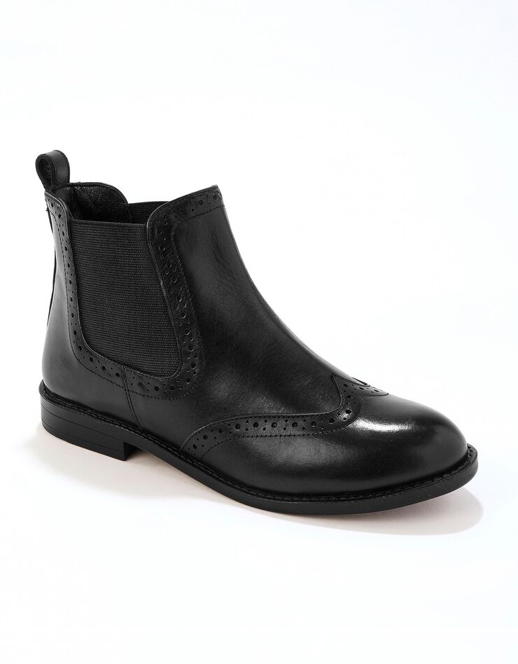 Boots perforées en cuir (noir)