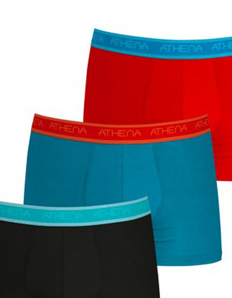 Boxer Easy coton(1) bio  - lot de 3 (rouge + bleu + noir)