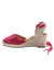 Sandales compensées corde avec liens à nouer (fuchsia)