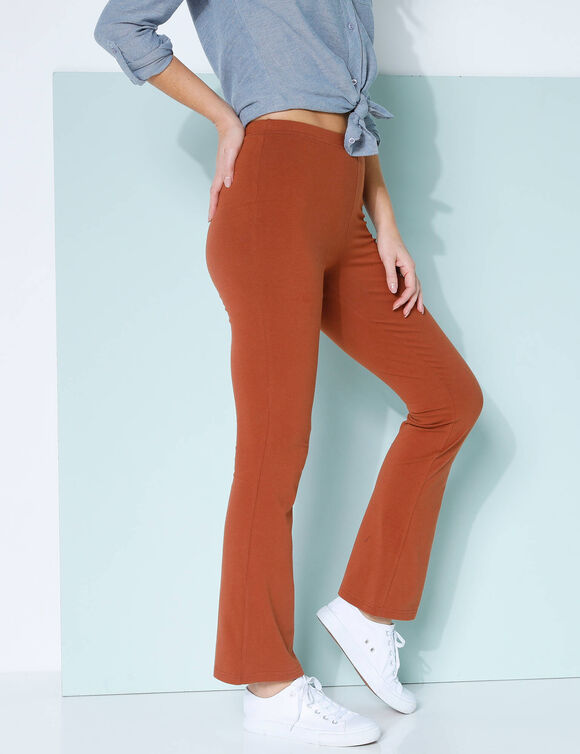Legging bootcut uni, taille élastiquée (caramel foncé)