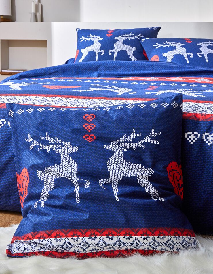 Linge de lit Cerfy en coton (marine)