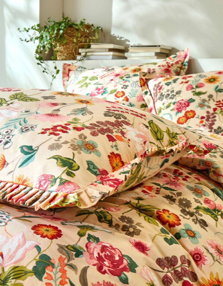 Parure de lit King Size 100 % coton avec housse de couette nouée - Écru/Bleu marine Prix et Détails