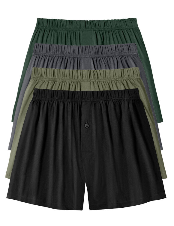 Caleçon flottant ouvert uni - lot de 4 (kaki + gris + noir)