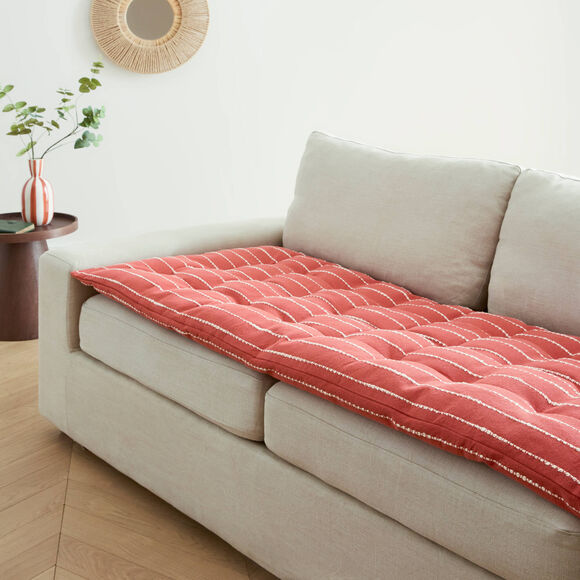 Long coussin de canap&eacute; broderie fantaisie (terracotta)