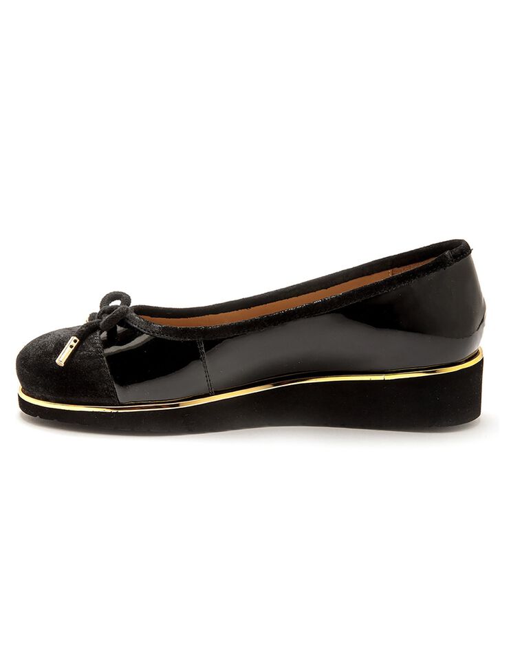 Ballerine compensée largeur confort en cuir verni - noir (noir)