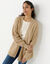 Gilet long ouvert, maille anglaise (sable)