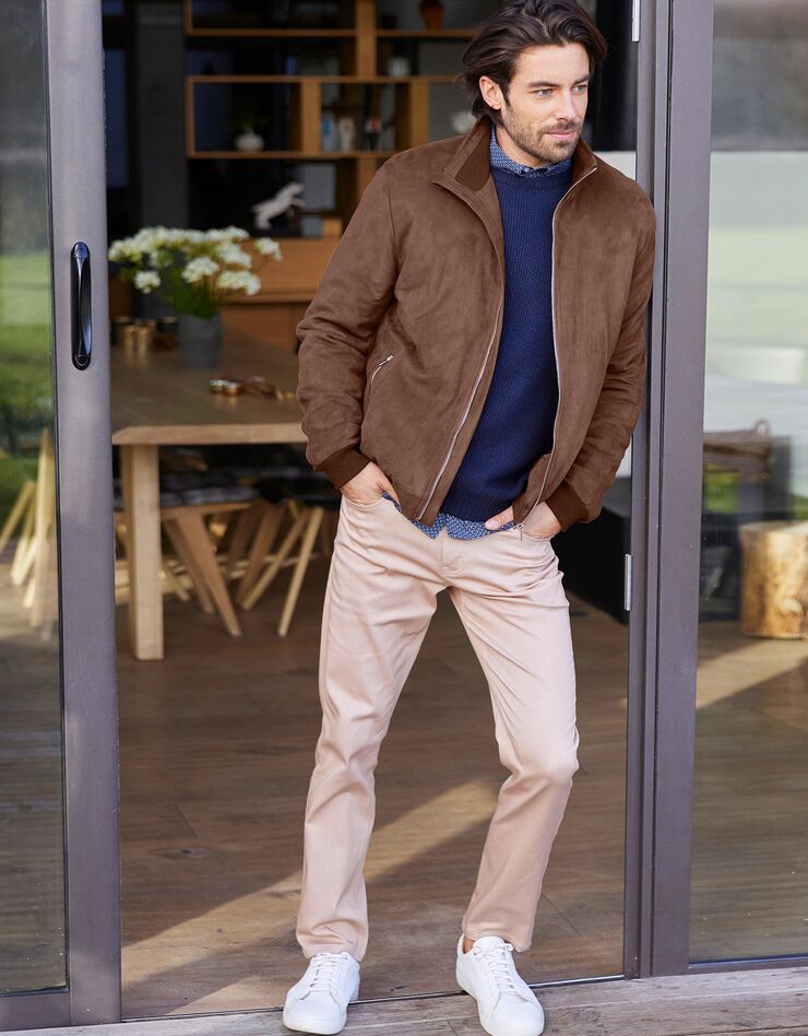 Blouson zippé toucher velours (marron) Blouson zippé toucher velours (marron)