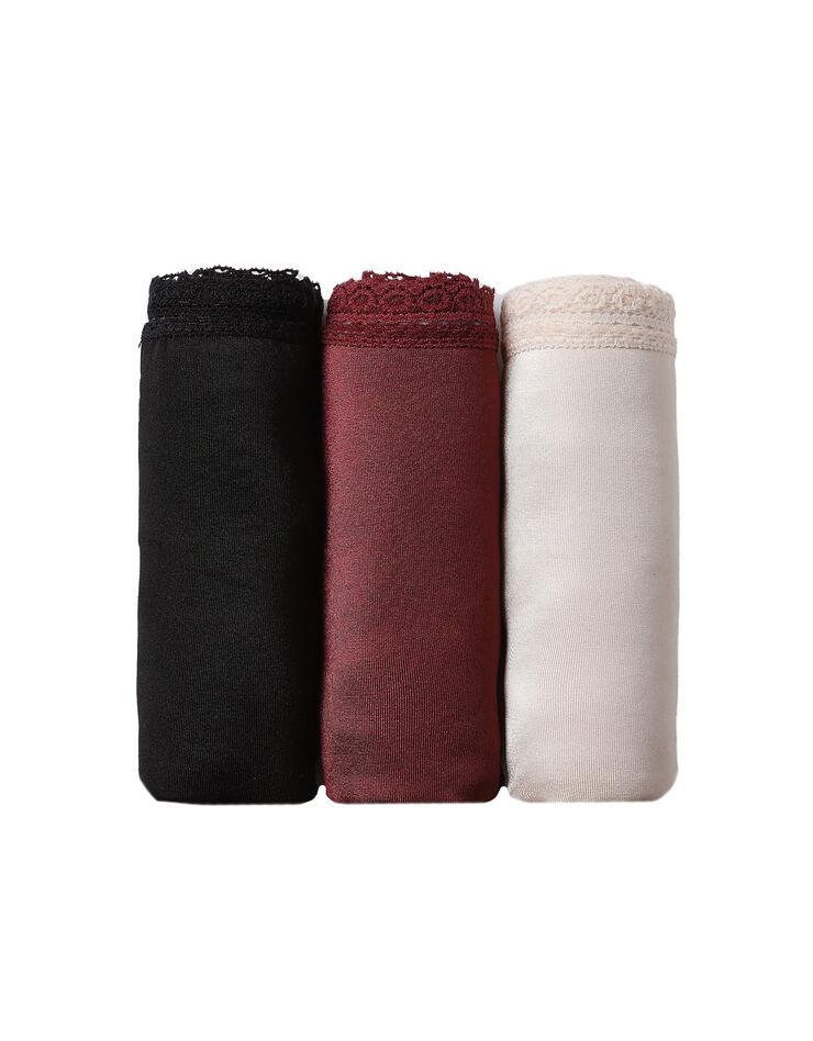Culotte microfibre forme maxi – lot de 3 (grenat + nude + noir) Culotte microfibre forme maxi – lot de 3 (grenat + nude + noir)