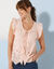 Chemisier boutonné uni, broderie anglaise (rose poudré)