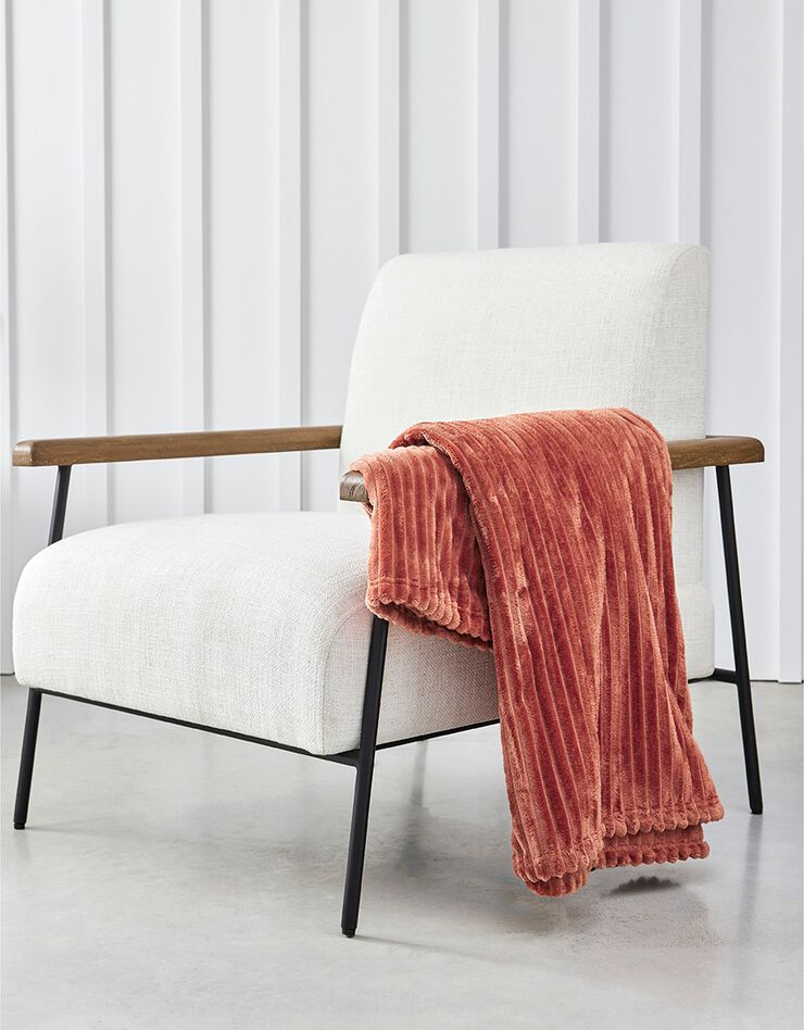 Plaid polaire toucher peluche - texturé (terracotta)