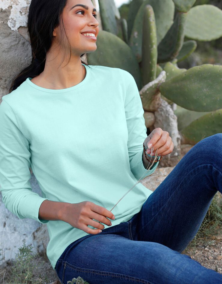 Tee-shirt uni, manches longues (aqua) Tee-shirt uni, manches longues (aqua)