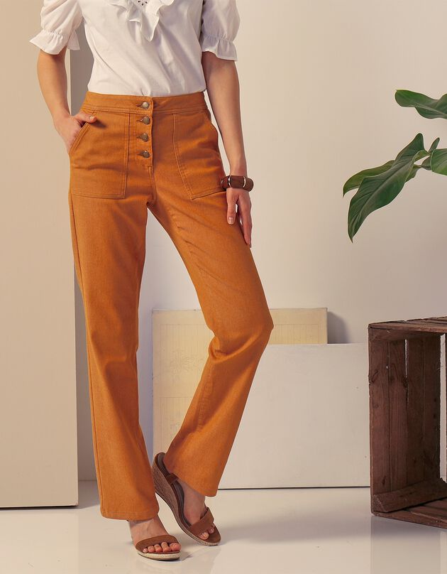 Pantalon droit en twill (caramel)