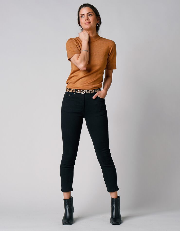 Pull col montant manches courtes toucher cachemire (noisette) Pull col montant manches courtes toucher cachemire (noisette)