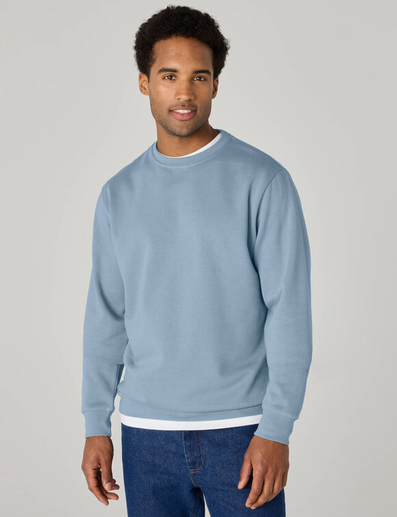 Sweat molleton col rond (bleu gris&eacute;)