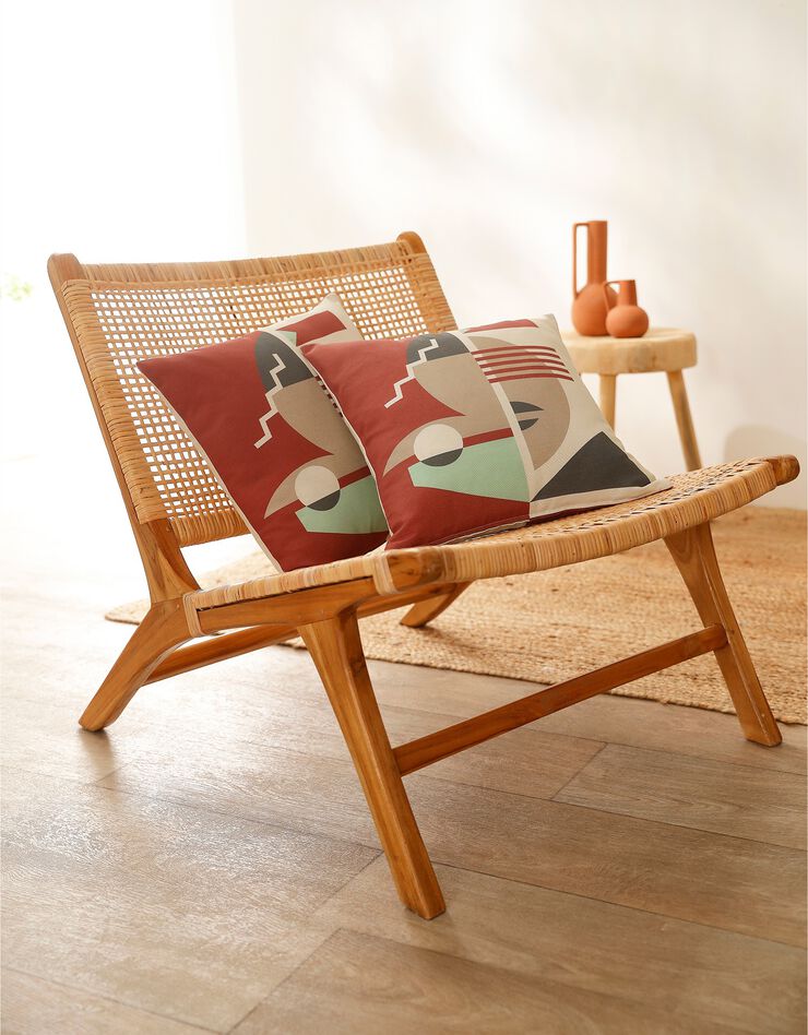 Housses de coussin imprimé placé géométrique Art Déco - lot de 2 (écru / terracotta) Housses de coussin imprimé placé géométrique Art Déco - lot de 2 (écru / terracotta)