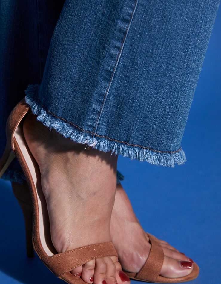 Jean bootcut frangé taille haute (stone) Jean bootcut frangé taille haute (stone)