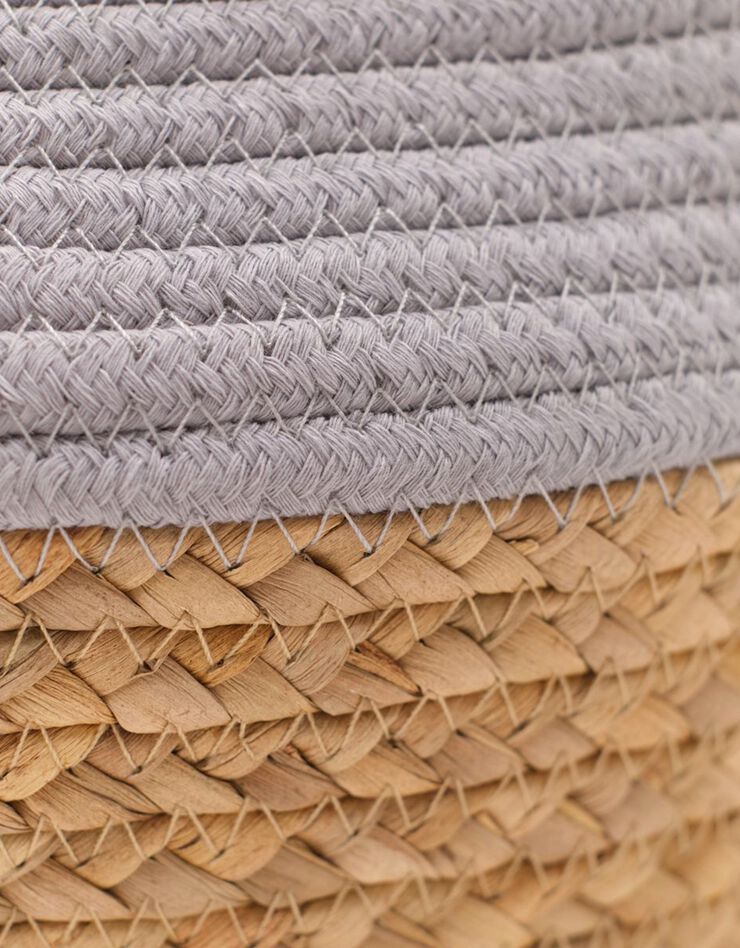 Panier bicolore rond corde coton (gris perle)