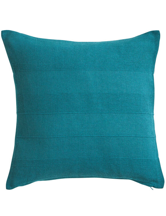 Housse coussin unie coton tissage artisanal - lot de 2 (bleu canard)