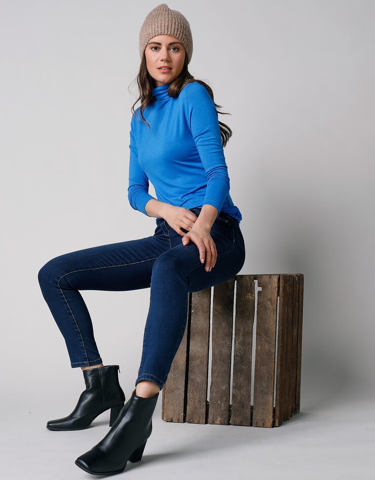 Sous-pull uni col roulé viscose stretch (bleu dur) Sous-pull uni col roulé viscose stretch (bleu dur)
