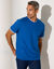 T-shirt uni maille piquée manches courtes (bleu)
