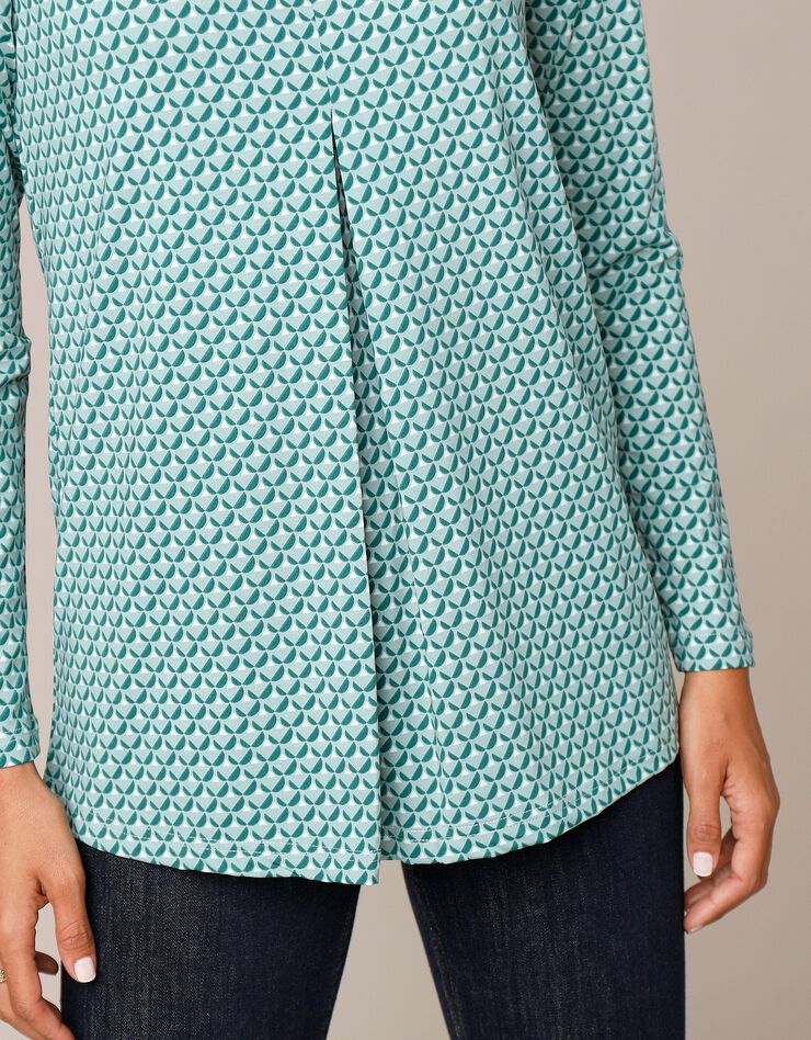 Tee-shirt imprimé évasé maille fluide (émeraude) Tee-shirt imprimé évasé maille fluide (émeraude)