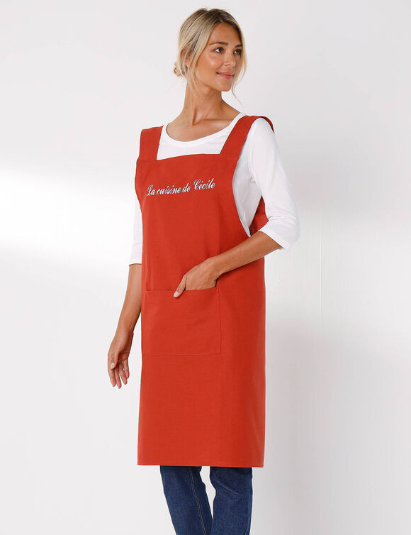 Tablier de cuisine japonais coton uni personnalisable (terracotta)