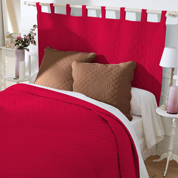 T&ecirc;te de lit unie coton style boutis Cassandre (cerise)