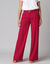 Pantalon large &agrave; pinces uni, en viscose-lin (framboise)